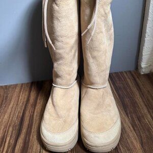 UGG Australia Ultimate Tall 5250 Sand Tan Boots Drawstring size 7 Cream